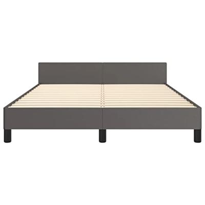 Bedframe met hoofdbord kunstleer grijs 140x200 cm