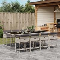 9-delige Tuinset met kussens poly rattan lichtgrijs - thumbnail