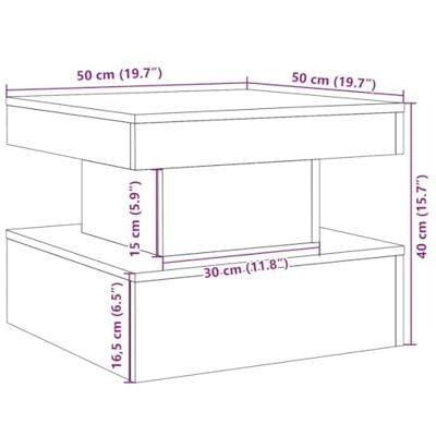 Salontafel met LED-verlichting 50x50x40cm artisanaal eikenkleur Salontafel met LED-verlichting 50x50x40cm artisanaal eikenkleur