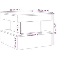 Salontafel met LED-verlichting 50x50x40cm artisanaal eikenkleur - thumbnail