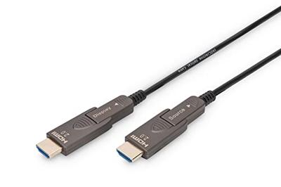 Digitus AK-330127-150-S HDMI-kabel HDMI Aansluitkabel HDMI-A-stekker 15 m Zwart 4K UHD, Afgeschermd (drievoudig), Flexibel, Afscherming totaal, Afgeschermd,