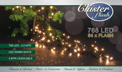 Clusterverlichting met knipperlampjes 768l/4,5m led warm wit met 64l knipperend - Annas collection