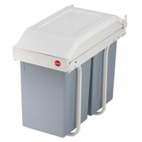 Hailo 3659-001 multi-box duo l inbouw afvalbak 2x14l wit/zilver - thumbnail