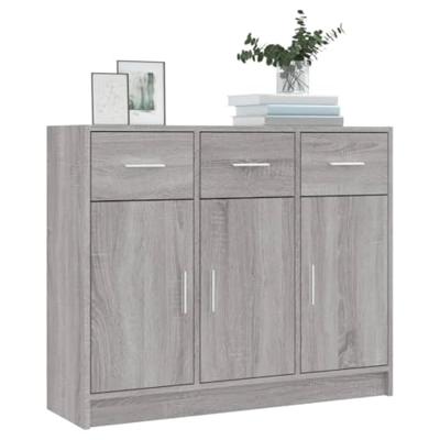 Dressoir 91x28x75 cm bewerkt hout grijs sonoma eikenkleurig