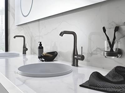 Wastafelmengkraan Grohe Essence 1 Hendel Met Waste L Hard Graphite Geborsteld