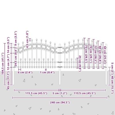 Tuinhek Grijs 115 cm Poedergecoat staal