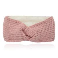 LGT JWLS Dames Hoofdband - Roze, Katoen met Fleece Voering, Gebreid met Lijnen en Voorzien van Knoop - thumbnail