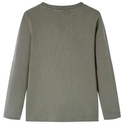 Kindershirt met lange mouwen racewagenprint 128 kakikleurig - thumbnail