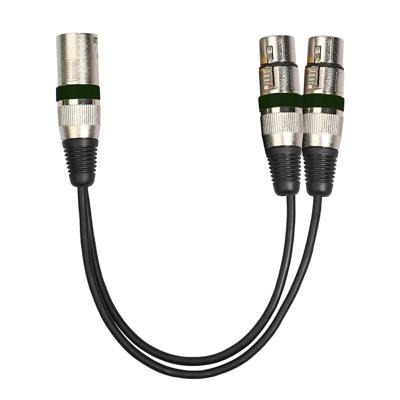 2055MFF-03 2 In1 XRL mannelijk naar dubbele vrouwelijke microfoon audio kabel lengte: 0.3 m (zwart)