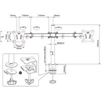 Montis Uchwyt monitorowy podwójny Everest 13-27" MT015 68,6 cm (27") Zwart Bureau - thumbnail