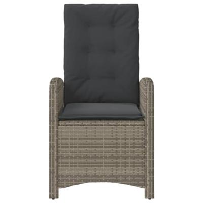 Tuinstoel verstelbaar met kussens poly rattan grijs