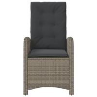 Tuinstoel verstelbaar met kussens poly rattan grijs - thumbnail