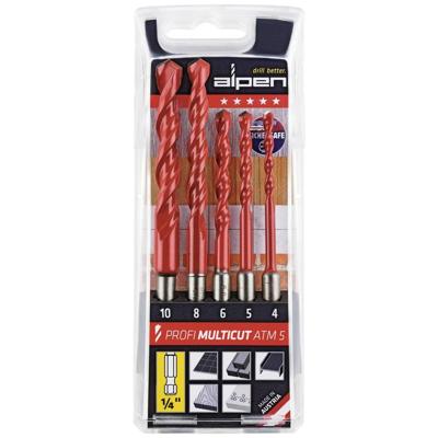 Alpen MultiCut 100805100 Carbide Multifunctionele boorset 5-delig 4 mm, 5 mm, 6 mm, 8 mm, 10 mm, 12 mm 1/4 (6.3 mm) 1 set(s) Alpen MultiCut 100805100 Carbide Multifunctionele boorset 5-delig 4 mm, 5 mm, 6 mm, 8 mm, 10 mm, 12 mm 1/4 (6.3 mm) 1 set(s)