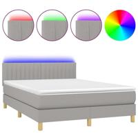 Boxspring met matras en LED stof lichtgrijs 140x200 cm - thumbnail
