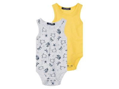 lupilu 2 baby rompers (Geel/grijs, 74/80)