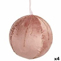 Set kerstballen Polyester Roze 12 x 12 x 12 cm (4 Stuks) - thumbnail