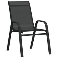 Tuinstoelen stapelbaar 6 st textileen stof zwart - thumbnail