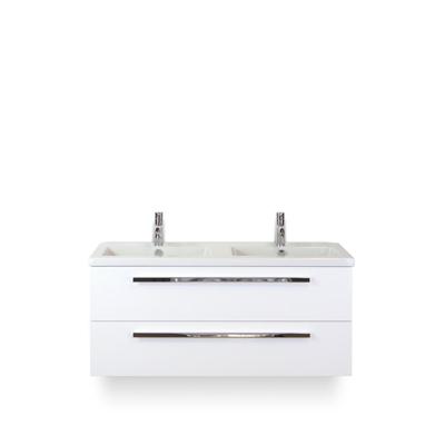 Seville Badmeubelset 120 cm - 2 laden Wit Hoogglans - Wastafel Djazz Dubbel