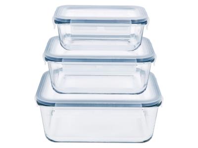 SILVERCREST Glazen vershoudbakjes (Rechthoekig, 3-delig)