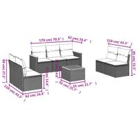 7-delige Loungeset met kussens poly rattan zwart - thumbnail