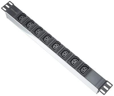 Intellinet 163651 19 inch Stekkerdoos voor patchkast 1 HE Apparaatcontactdoos C13 10A Vast inbouw Geschikt voor kastdiepte: vanaf 300 mm Zwart, Zilver