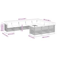 10-delige Loungeset met kussens poly rattan zwart - thumbnail