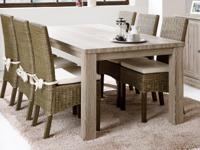 Rechthoekige eettafel YORKO 164 cm lichte kristal eik met T-poten - thumbnail