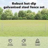 VidaXL Hek met paal zilver 0,4 x 10 m staal - thumbnail