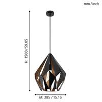 Eglo HanglampCarlton 1 38cm zwart met roodkoper - 49878 - thumbnail