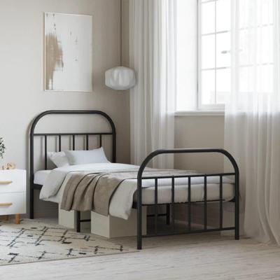 Bedframe met hoofd- en voeteneinde metaal zwart 90x190 cm