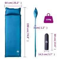 Kampeermatras met gentegreerd kussen zelfopblazend turquoise - thumbnail