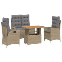 4-delige Tuinset met kussens poly rattan beige - thumbnail