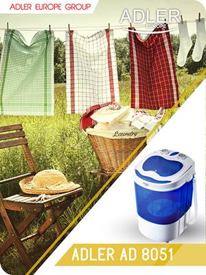 Adler AD 8051 wasmachine Bovenbelading 3 kg Blauw, Wit - thumbnail