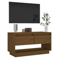Tv-meubel 74x34x40 cm massief grenenhout honingbruin - thumbnail