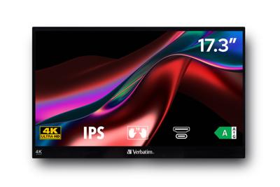 Verbatim PMT-17-4K Touchscreen monitor Energielabel: A (A - G) 43.9 cm (17.3 inch) 3840 x 2160 Pixel 16:9 6 ms USB-C, USB-A, HDMI, Audio, stereo (3.5 mm
