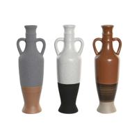 Vaas DKD Home Decor Wit Grijs Terra cotta Porselein 9,6 x 9 x 28,6 cm 9,6 x 9 x 29 cm (3 Stuks) - thumbnail