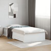 Bedframe met lades bewerkt hout wit 90x190 cm - thumbnail