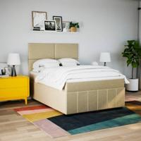 Boxspring met matras stof crèmekleurig 160x200 cm - thumbnail