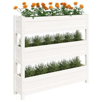 VidaXL Plantenbak 112x25x104,5 cm massief grenenhout wit VidaXL Plantenbak 112x25x104,5 cm massief grenenhout wit