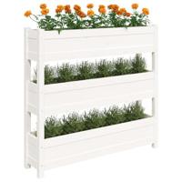 Plantenbak 112x25x104,5 cm massief grenenhout wit - thumbnail