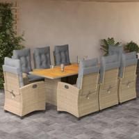 9-delige Tuinset met kussens poly rattan gemengd beige - thumbnail