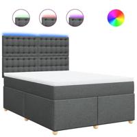 Boxspring met matras stof donkergrijs 140x190 cm - thumbnail