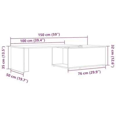 Salontafel 150x50x35 cm bewerkt hout oud houtkleurig