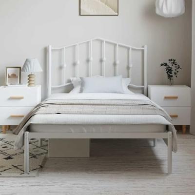 Bedframe met hoofdbord metaal wit 100x200 cm