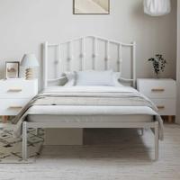 Bedframe met hoofdbord metaal wit 100x200 cm - thumbnail