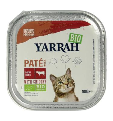 Yarrah natvoer kat kuipje pate graanvrij bio rund 16x100gr