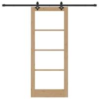 Schuifdeur met Hardware Set 83x202 cm van Massief Vurenhout - thumbnail