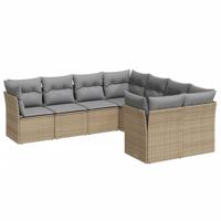 8-delige Loungeset met kussens poly rattan beige - thumbnail