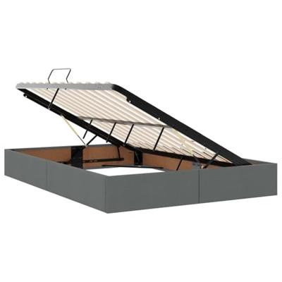 Opslag bed met matras Donkergrijs 140 x 190 cm Nep Leer