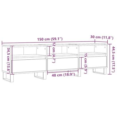 Tv-meubel 150x30x44,5 cm bewerkt hout artisanaal eikenkleur